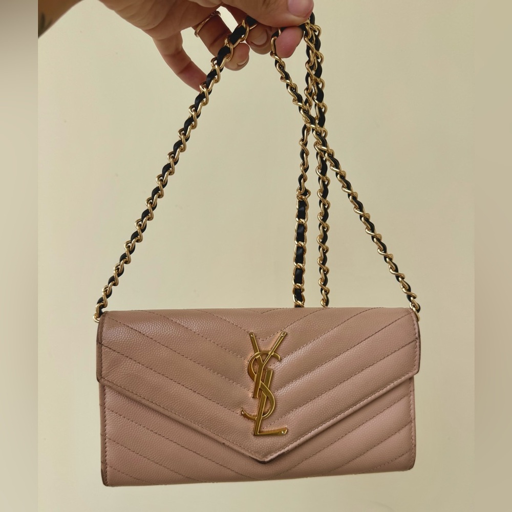 YSL CROSSBODY CLUTCH CHAIN WALLET PINK! - Picture 3 of 7